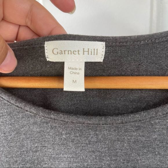 Garnet Hill Grey 3/4 Sleeve Tencel Lyocell Shift Casual Soft Dress Size M - Picture 2 of 8